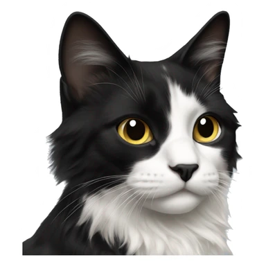 black and white cat long haired sticker