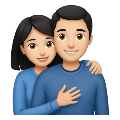 couple hug with warm smiles, black haired couple sticker