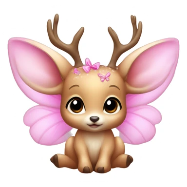 baby deer with fairy wings and a pink bow around its neck  sticker