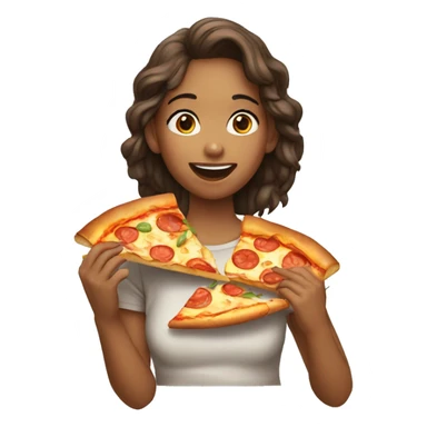 A girl eating pizza sticker