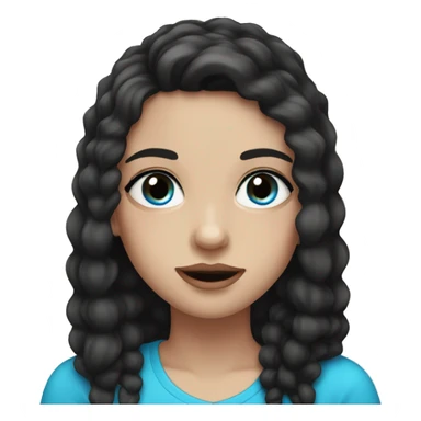 a girl with dark brown hair, braces, big lips, long black eyelashes and blue eyes sticker