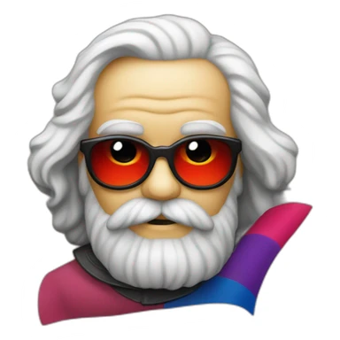 karl marx holding a bisexual pride flag sticker
