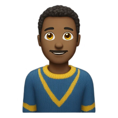 Man in blue and yellow sweater sticker