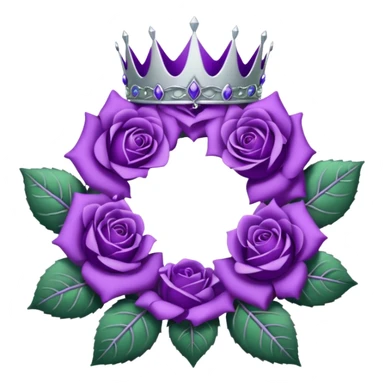 Purple rose with silver tiara and a purple emblem leaf wreath sticker