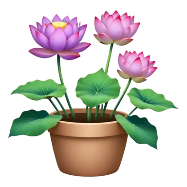 flower pot Purple Lotus,stem, Lotus leaf, bunch sticker