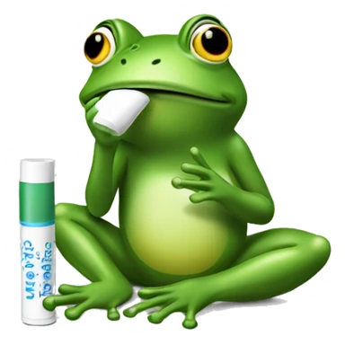 Frog putting on chapstick sticker