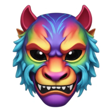 rainbow tiger oni mask sticker