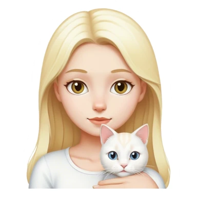 blonde girl white cat  sticker