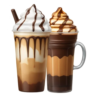 caramel coffee next to a chocolate iced coffee  sticker