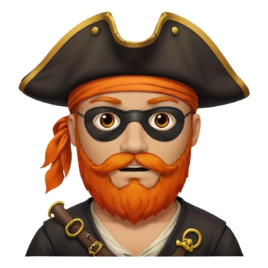 Pirata con un parche que le cubra un ojo de color negro y con barba anaranjado sticker