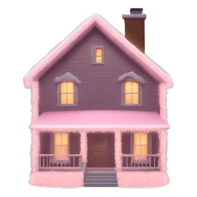 House with light pink Christmas lights  sticker