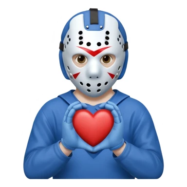 Jason Voorhees, looking cute, making a heart with his hands sticker