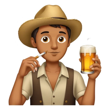 guy drinking beer and smoking a cigerette sticker