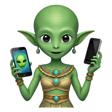 alien with mayan custome dress and smartphone sticker