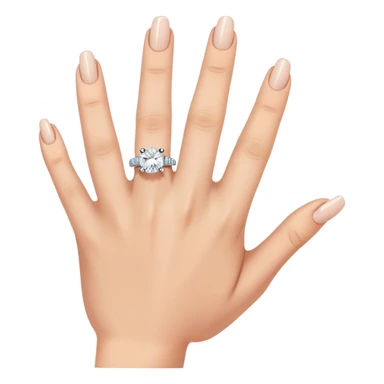 Hand with 5 fingers and engagement ring on ring finger sticker