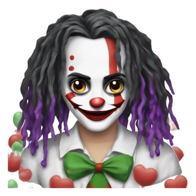 joaquin phoenix as a Joker clown face is a girl with black dreadlocks sticker