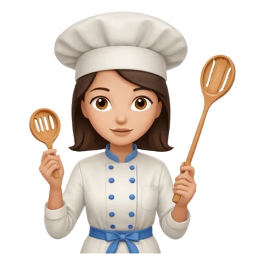 A brunette woman chef making Square wafers  sticker