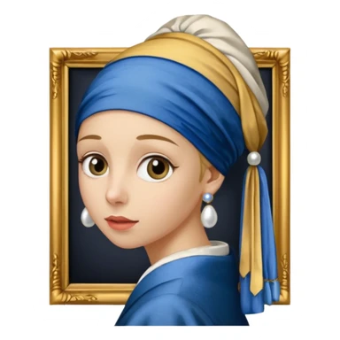 Girl with a Pearl Earring painting with frames sticker