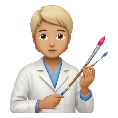 person restoring old painting. sticker