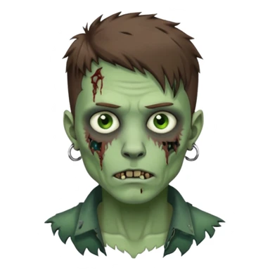 Masculine Zombie with lil bit curly medium brown hair in wolf cut hair style and bridge piercing  sticker