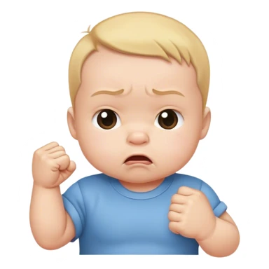 baby with a frowning face with the mouth closed with a fist sticker