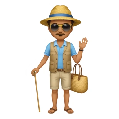 full body man with straw hat sticker