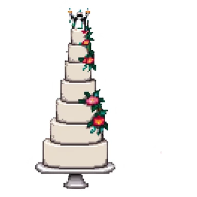 Whole wedding cake with multiple tiers and decorations sticker