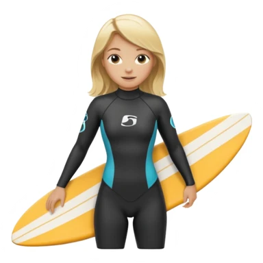 blonde haired white skinned surfer girl with surfboard  sticker