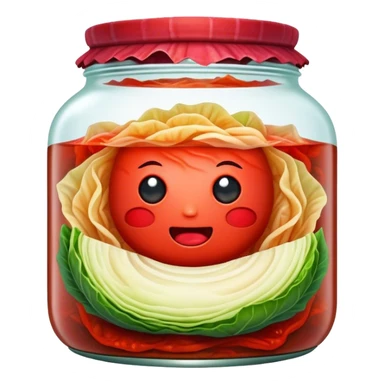 Kimchi Cinematic Realistic Kimchi Dish Emoji, depicted as spicy, fermented cabbage with vibrant red hues neatly served in a traditional jar, rendered with dynamic textures and bold, appetizing lighting. sticker