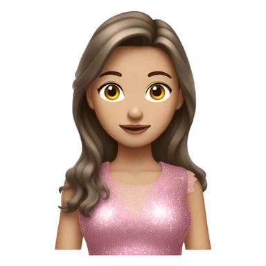 Pale Brunette girl in glitter dress and pink cowboy boots sticker