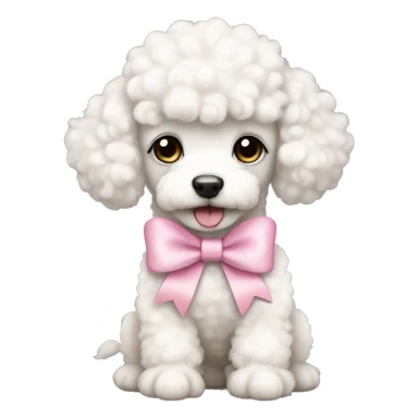 White poodle puppy with pastel pink bow sticker