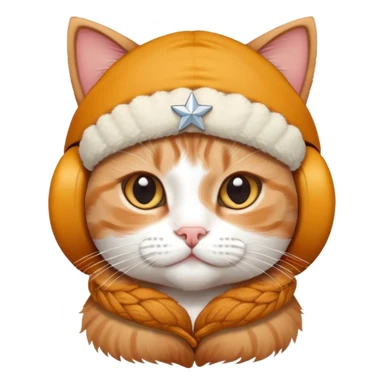 Scottish cat in earflaps with a star sticker