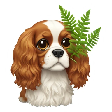 Cavalier dog with fern plant sticker