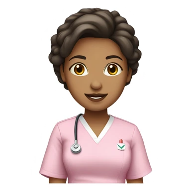 Pretty brunette nurse in pink scrubs sticker