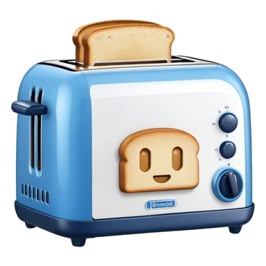 toaster, front view, blue color sticker