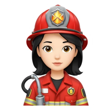 girl fireman with black hair sticker