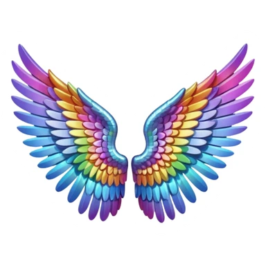 A 3d not too detailed aurora prismatic angel wing sticker