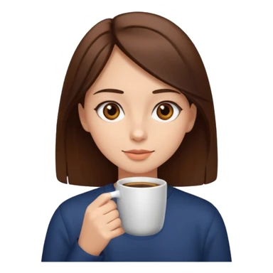 girl with brown eyes and straight brown haur drinking her coffee sticker