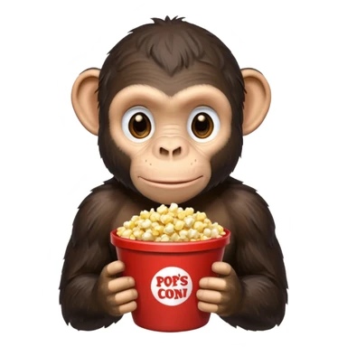 a chimpazy holding a bucket of popcorn sticker
