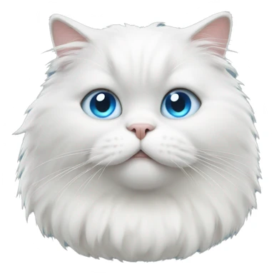 fat white fluffy cat with blue eyes sticker