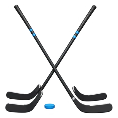 two hockey sticks crossing and a puck like the original apple hockey stick emoji sticker