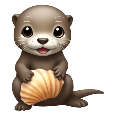 Baby otter with a seashell sticker