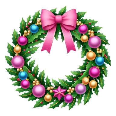 pink christmas wreath sticker