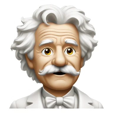 Mark Twain holds a daisy sticker