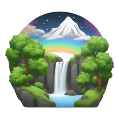 Montagne arc-en-ciel avec des arbres noir et blanc sticker
