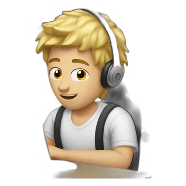 blond guy working hard in the music studio sticker
