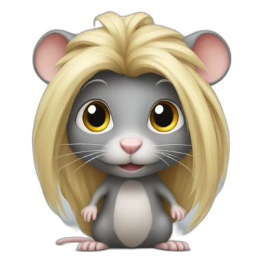 Rat standing with long blond hair sticker