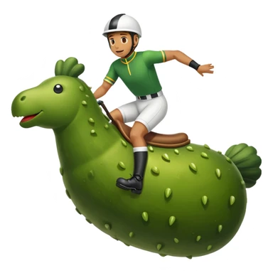 man riding pickle in jockey uniform (in action) sticker