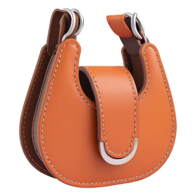 horseshoe, 3D, brown camel leather, orange stitching, elegant, no text sticker