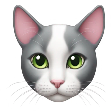 Tuxedo cat with green eyes and pink nose and black spot on chest sticker